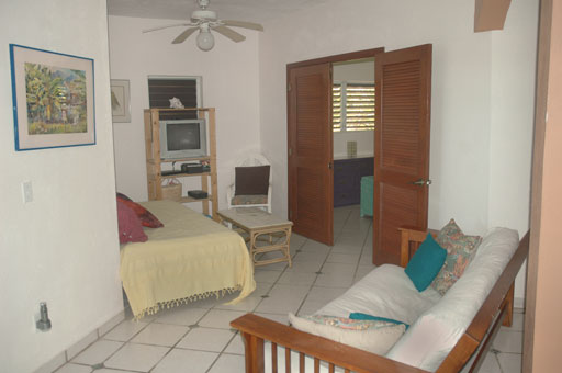 tv_7011.jpg - The south wing of the house has a seating area, cable television, bedroom and ensuite full bathroom.